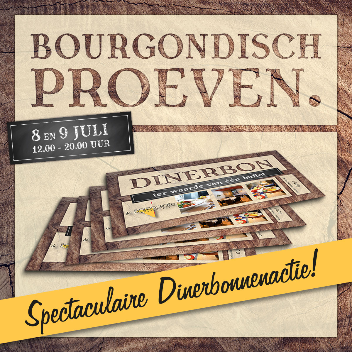De Bourgondiër – Bourgondisch Proeven. – Facebookbericht – Spectaculaire-Dinerbonnenactie